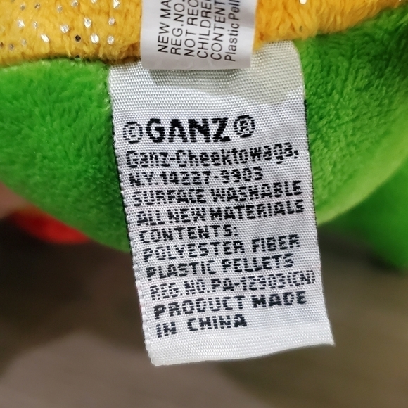 Ganz Webkinz Tree Frog Stuffed Animal Plush Green and Yellow w/Red Eyes 10" - Picture 6 of 9